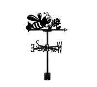 Veleta de Jardín Decorativa Hecha A Mano con Forma de Insecto de Metal Negro Indicador de Dirección para Exteriores Techo Patio Casa de Campo con Adorno de Animal Veleta Abeja