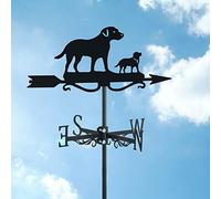 Veleta de Jardín Decorativa Silueta de Perro Cachorro Indicador de Dirección para Montaje En Techo Herramienta de Medición Veleta Soporte de Metal para Decoración de Exteriores Labrador