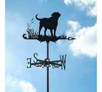 Veleta de Jardín Decorativa Silueta de Perro Cachorro Indicador de Dirección para Montaje En Techo Herramienta de Medición Veleta Soporte de Metal para Decoración de Exteriores Labrador