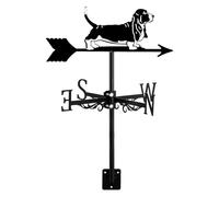 Veleta de Metal con Forma de Perro en 3D, con Aspecto de Hierro Forjado Negro, indicador de dirección del Viento, Accesorio Decorativo for Montaje en Techo, for jardín y Patio.(Basset Hound)