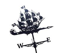 Veleta de Metal de Acorazado Vikingo Veleta de Barco Pirata Vintage Indicador de dirección del Viento para decoración de Paddock de Techo de jardín al Aire Libre
