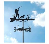 Veleta de Metal Negro con diseño de Cazador y Perro, indicador de dirección del Viento for jardín, con Soporte for Techo, Ideal for Decorar cobertizos.(Pothunter)