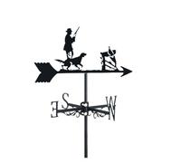 Veleta de Metal Negro con diseño de Cazador y Perro, indicador de dirección del Viento for jardín, con Soporte for Techo, Ideal for Decorar cobertizos.(Hunter+Dog)