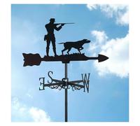 Veleta de Metal Negro con diseño de Cazador y Perro, indicador de dirección del Viento for jardín, con Soporte for Techo, Ideal for Decorar cobertizos.(Chaser)