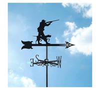Veleta de Metal Negro con diseño de Cazador y Perro, indicador de dirección del Viento for jardín, con Soporte for Techo, Ideal for Decorar cobertizos.(Huntsman)