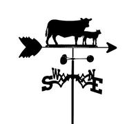 Veleta de Montaje en Techo con Silueta de Vaca y Ternero, indicador de dirección del Viento, Herramienta de medición de Veleta de Acero Inoxidable con Soporte de Montaje, Negro Satinado