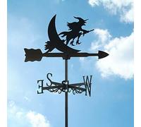 Veleta de Techo con Forma de Bruja Voladora Indicador de Dirección de Pintura En Aerosol de Acero Inoxidable Soporte de Metal para Exteriores Adorno Decorativo Bruja Voladora