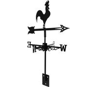 Veleta de techo para montar en el techo, diseño de gallo y pollo, para decoración de granero, patio, gallo, aspecto de hierro forjado negro