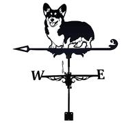 Veleta de viento de acero inoxidable, decorativa, indicador de dirección del viento de estilo antiguo, adecuado para decoración de jardín y patio (corgi)