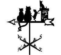 Veleta de viento de metal, indicador de dirección del viento, estilo retro, de acero inoxidable, para exteriores, techo de hierro, jardín, decoración de patio, cuatro gatos (cuatro gatos normales)