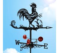 Veleta de Viento Gallo, Veletas de Viento para Tejado Granja, 33 x 56cm Veleta Metal Retro para Techo Jardín con Indicador de Dirección del Viento, Granja Decoración para Patio, Terraza y Techo