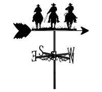 Veleta for huerto agrícola, estilo retro, de metal, for construcción en acero, indicador de dirección del viento for exteriores, herramientas de medición, decoración de jardín.(Horse and cowboy)