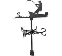 Veleta Indicador de dirección del Viento Veleta de Metal Montaje en Cerca Herramientas de medición Decoraciones al Aire Libre Dibujo Tradicional Veleta de Hierro, para Granero, pabellón, Pescador