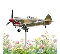 Veleta Metálica De Avión, Molino De Viento 3D para Jardín con Forma De Avión con Cabeza De Tiburón, Veleta Exterior para Decoración De Jardín, Patio, Césped
