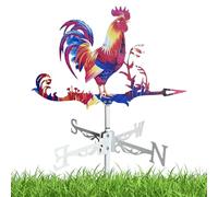 Veleta meteorológica Wolf Rooster Indicador de dirección del viento para exteriores | Veleta decorativa de metal en forma de animal para granja, jardín, cobertizo, patio trasero, techo, granja