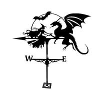 Veleta para decoración de Brujas y Dragones voladores, Veleta de Metal Retro para jardín, estaca, Techo de Patio, Montaje fácil de Usar, Herramienta de medición de dirección del Viento Que Indica el