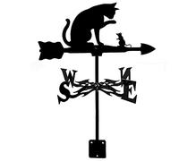 Veleta, soporte de techo de paleta meteorológica de granja, diseño retro, kit de indicador de dirección del viento, soporte al aire libre, herramientas de medición de paletas meteorológicas (gato)
