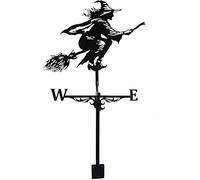Veletas de Bruja con Soporte de Techo, indicador de dirección del Viento, Veleta de Metal arrastrada por el Viento, decoración de jardín, para Decoraciones al Aire Libre de Granjas y Jardines,