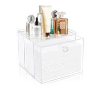 Velfree Caja desechable para toallas faciales con cajón, contenedores de almacenamiento acrílicos compatibles con toallas faciales limpias Clean Skin Club, organizador de maquillaje transparente para