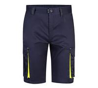 VELILLA 103010S; Bermudas Stretch Bicolor Multibolsillos; Color Azul Marino y Amarillo Flúor; Talla 46