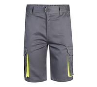 VELILLA 103010S; Bermudas Stretch Bicolor Multibolsillos; Color Gris y Amarillo Flúor; Talla 40