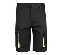 VELILLA 103010S; Bermudas Stretch Bicolor Multibolsillos; Color Negro y Amarillo Flúor; Talla 42