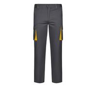 Velilla 103024S; pantalón Stretch bicolor multibolsillos; color gris y amarillo; talla 42