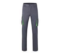 VELILLA 103024S; pantalón Stretch Bicolor Multibolsillos; Color Gris y Verde Lima; Talla 46