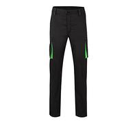 Velilla 103024S; pantalón Stretch bicolor multibolsillos; color negro y verde lima; talla 50