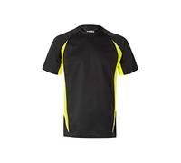 Velilla 105501 Camiseta Técnica Bicolor, Color Negro y Amarillo Flúor, Talla L