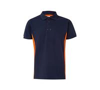 Velilla 105504; Polo bicolor manga corta; color Azul Navy y Naranja; Talla XS