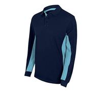 Velilla 105514; Polo bicolor manga larga; color Azul Navy y Celeste; Talla L