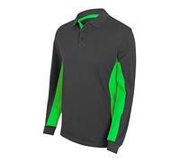 Velilla 105514; Polo bicolor manga larga; color Gris y Verde Lima; Talla M