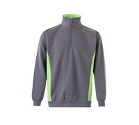 VELILLA 105704; Sudadera Bicolor con Media Cremallera; Color Gris y Verde Lima; Talla S