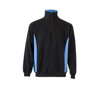 Velilla 105704; Sudadera Bicolor con Media Cremallera; Color Negro y Celeste; Talla L