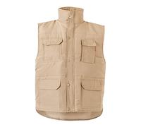 VELILLA 108; Chaleco acolchado multibolsillos; Color Beige; Talla 3XL