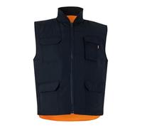 Velilla 148; Chaleco acolchado reversible; color Azul Marino y Naranja Flúor; Talla 3XL