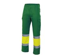 VELILLA 156; Pantalón de Alta Visibilidad bicolor forrado multibolsillos; color Verde Lima y Amarillo Flúor; Talla 3XL