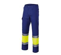 Velilla 156 - Pantalón de alta visibilidad (talla XXL) color azul y amarillo fluorescente