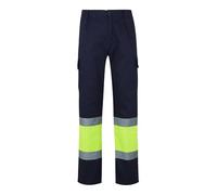 VELILLA 157, Pantalón Bicolor Multibolsillos Alta Visibilidad, Color Azul Marino y Amarillo Flúor, Talla S