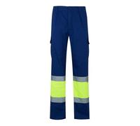 VELILLA 157, Pantalón Bicolor Multibolsillos Alta Visibilidad, Color Azulina y Amarillo Flúor, Talla 2XL