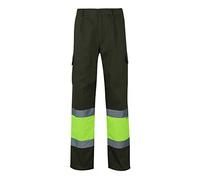 VELILLA 157, Pantalón Bicolor Multibolsillos Alta Visibilidad, Color Verde Caza y Amarillo Flúor, Talla L