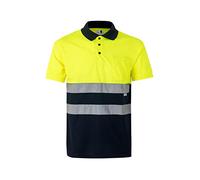 VELILLA 173; Polo Bicolor Manga Corta AV; Color Azul Marino y Amarillo Flúor; Talla 4XL