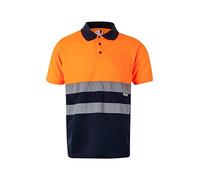 VELILLA 173; Polo Bicolor Manga Corta AV; Color Azul Marino y Naranja Flúor; Talla 2XL