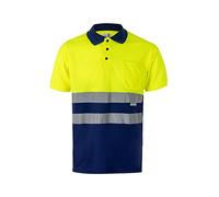 VELILLA 173, Polo Bicolor Manga Corta AV, Color Azulina y Amarillo Flúor, Talla 2XL