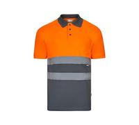 VELILLA 173, Polo Bicolor Manga Corta AV, Color Gris y Naranja Flúor, Talla 3XL