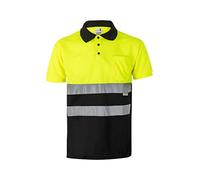 VELILLA 173; Polo Bicolor Manga Corta AV; Color Negro y Amarillo Flúor; Talla 4XL