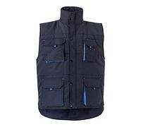 VELILLA 205902, Chaleco acolchado bicolor multibolsillos, color Azul Navy y Celeste, Talla 3XL
