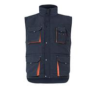 VELILLA 205902, Chaleco acolchado bicolor multibolsillos, color Azul Navy y Naranja, Talla 2XL