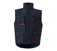 VELILLA 205902, Chaleco acolchado bicolor multibolsillos, color Azul Navy y Rojo, Talla XL